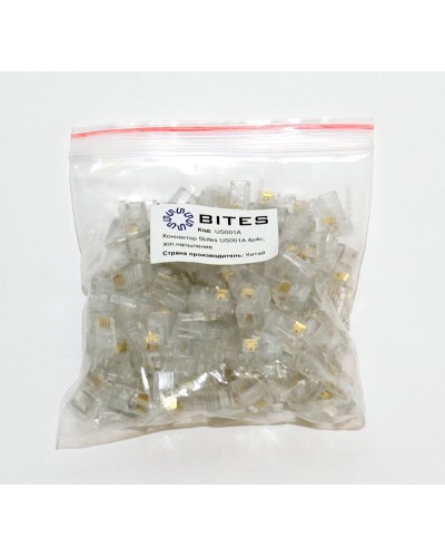 US010A (100шт). Телефонный разъем 4P4C (RJ-11). 5bites в Кемерово
