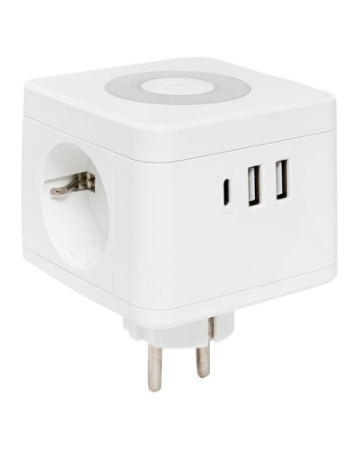Тройник Куб 2 гнезда 2USB 2,4А+Type C + Ночник. Тройник Куб. EKF в Кемерово