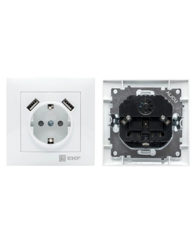 Валенсия розетка 1-местная с/з 16А (EWR16-028-10-2USB). Розетка 1-местная с/з 16А. EKF в Кемерово