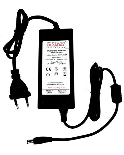 60W/12V/5A. Импульсный блок питания в пластиковом корпусе. FARADAY в Кемерово