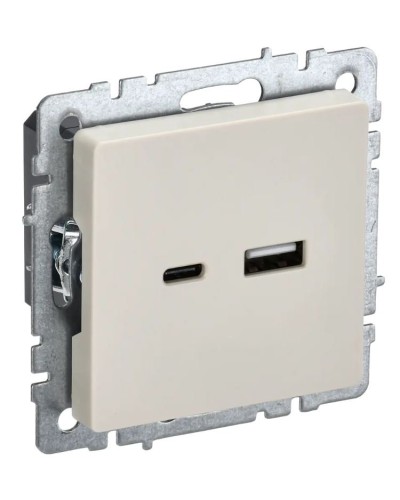 Розетка USB A+C 18Вт РЮ11-1-БрКр бежевый BRITE (BR-U22-018-K10). Розетка USB. IEK в Кемерово