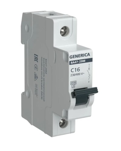 GENERICA ВА47-29М 1P C 16А 4,5кА (MVA21-1-016-C-G). Автоматический выключатель. IEK в Кемерово
