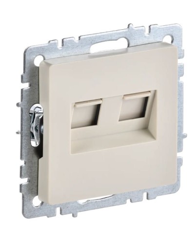 Розетка RJ45 РК10-2-БрКр кат.5E, бежевый BRITE (BR-K20-1-K10). Розетка компьютерная двойная. IEK в Кемерово