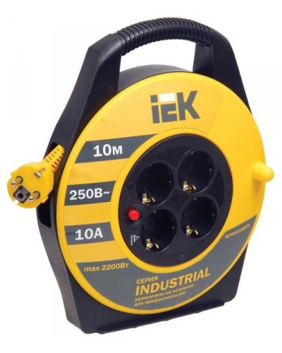 УК10 4 места, 10м (WKP15-16-04-10). Удлинитель на катушке Industrial. IEK в Кемерово