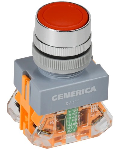 Кнопка D7-11T d=22мм красная GENERICA (BBT50-11T-3-21-K04-G). Кнопка управления с фиксацией. IEK в Кемерово