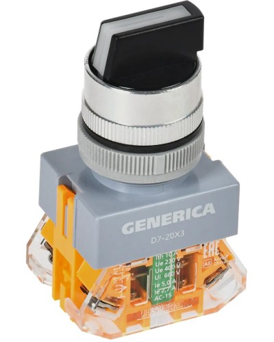 Переключатель D7-20X3 на 3 положения черный GENERICA (BSW50-20X3-3-21-3-K02-G). Переключатель. IEK в Кемерово