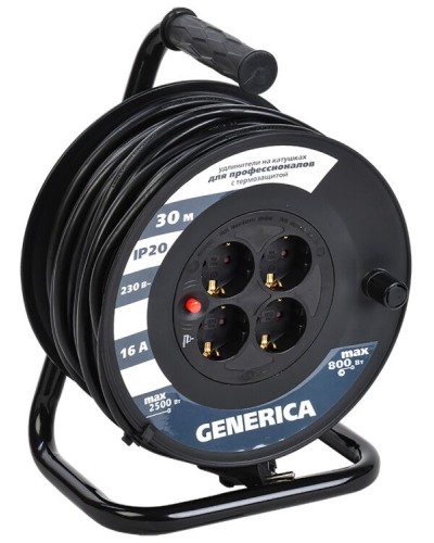 УК20 4 места 2P+PE, 20м GENERICA (WKP20-16-04-20-G). Удлинитель на катушке с термозащитой, 3х1,5кв.мм. IEK в Кемерово