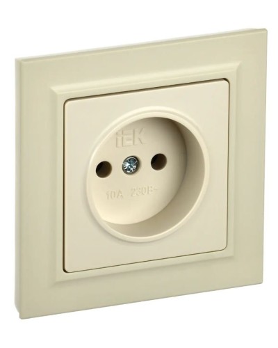 Розетка без з/к в сборе РСР10-1-0-БрКр бежевый BRITE (BR-R10-10-K10-F). Розетка без заземления без защитных шторок. IEK в Кемерово