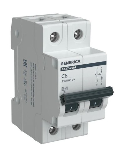 GENERICA ВА47-29М 2P C 6А 4,5кА (MVA21-2-006-C-G). Автоматический выключатель. IEK в Кемерово