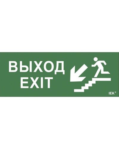 Самоклеящаяся этикетка Выход/лестница вниз/фигура (LPC10-1-24-09-VLVNF). Самоклеящаяся этикетка 240х90 мм. IEK в Кемерово