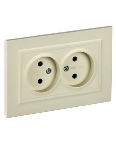 Розетка 2-местная без з/к РС12-2-БрКр бежевый BRITE (BR-R20-10-K10-F). Розетка без заземления без защитных шторок в сборе. IEK в Кемерово