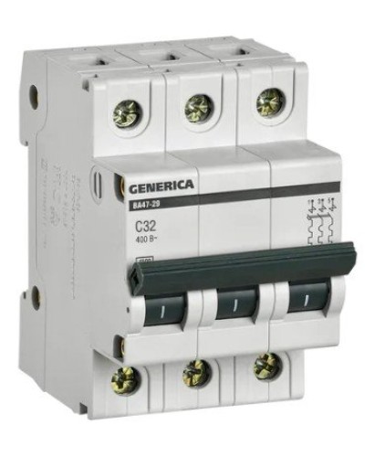 GENERICA ВА47-29 3P C 32А 4,5кА (MVA25-3-032-C). Автоматический выключатель. IEK в Кемерово