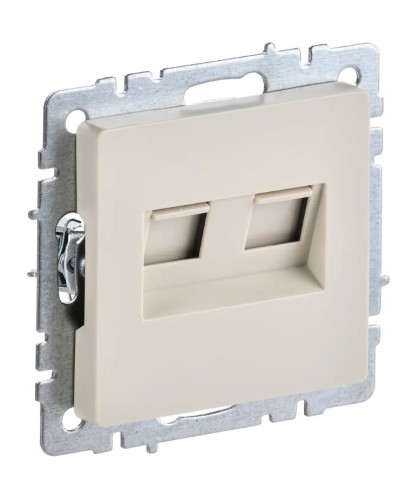 Розетка RJ11+RJ45 РК/Т12-БрКр бежевый BRITE (BR-KT20-O-1-K10). Розетка двойная. IEK в Кемерово