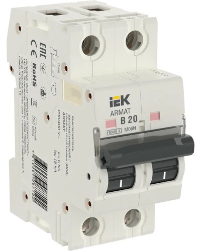 M06N 2P B 20А 6кА ARMAT (AR-M06N-2-B020). Автоматический выключатель. IEK в Кемерово