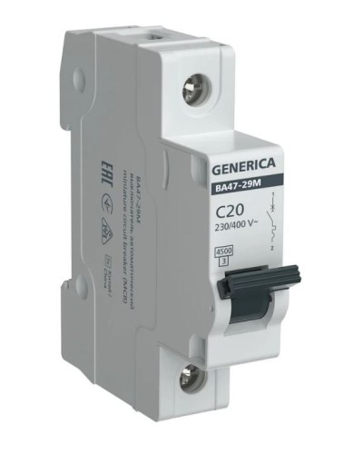 GENERICA ВА47-29М 1P C 20А 4,5кА (MVA21-1-020-C-G). Автоматический выключатель. IEK в Кемерово