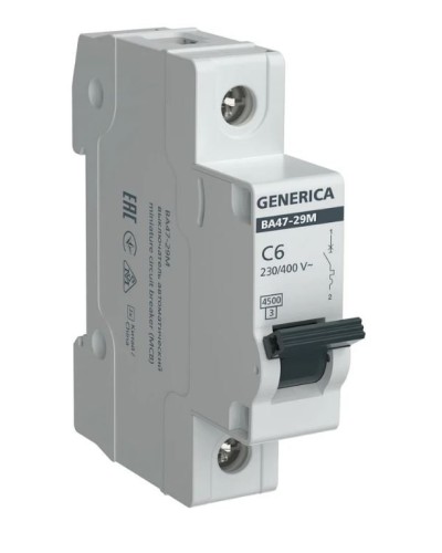 GENERICA ВА47-29М 1P C 6А 4,5кА (MVA21-1-006-C-G). Автоматический выключатель. IEK в Кемерово