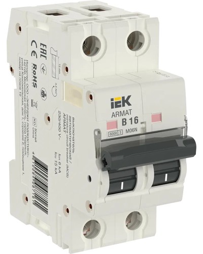 M06N 2P B 16А 6кА ARMAT (AR-M06N-2-B016). Автоматический выключатель. IEK в Кемерово