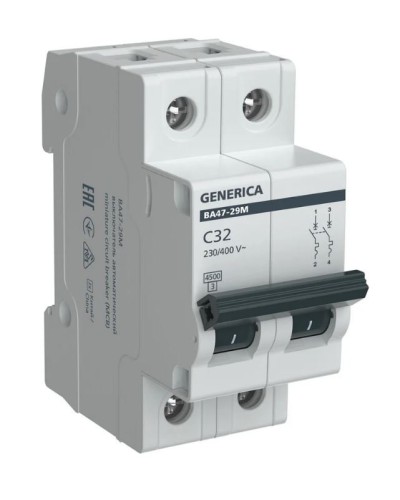 GENERICA ВА47-29М 2P C 32А 4,5кА (MVA21-2-032-C-G). Автоматический выключатель. IEK в Кемерово