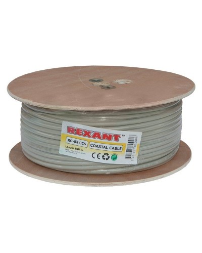 RG-8X, 50 Ом, CCS/Al/A, 75% (01-2021). Кабель коаксиальный радиочастотный. Rexant в Кемерово