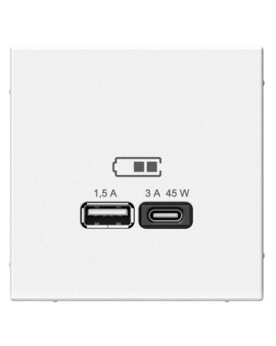 ArtGallery розетка USB тип-A+C 45Вт, скрытой установки, механизм, белый (GAL000129). Розетка USB. Systeme Electric в Кемерово