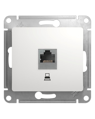 Glossa розетка RJ45 1-местная, кат. 5Е, скрытой установки, механизм, белый (GSL000181K). Розетка компьютерная. Systeme Electric в Кемерово