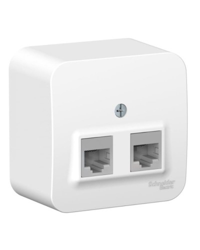 BLANCA розетка RJ45 2-местная, кат. 5Е, открытой установки, белый (BLNIA045451). Розетка компьютерная с изолированной пластиной. Systeme Electric в Кемерово