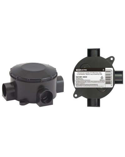 Распаячная коробка ОП D80х35мм, IP42, 3-х рожковая, черная TDM (SQ1401-4054). Распаячная коробка ОП. TDM ЕLECTRIC в Кемерово