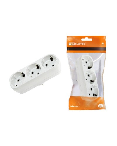 Блок на 3 гнезда 2П+З плоский 16А 250B TDM (SQ1806-0033). Розетка. TDM ЕLECTRIC в Кемерово