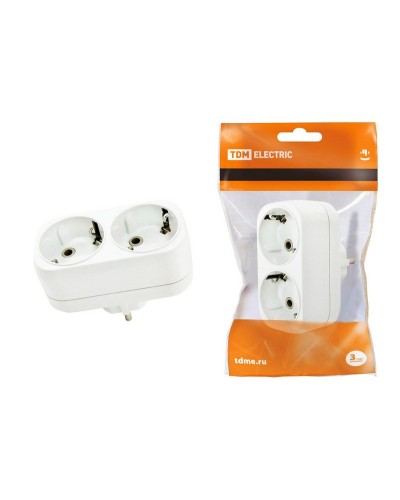 Блок на 2 гнезда 2П+З плоский 16А 250B TDM (SQ1806-0026). Розетка. TDM ЕLECTRIC в Кемерово