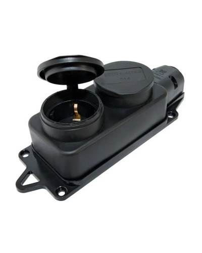 Розетка двухместная 2Р+РЕ 16А 250В IP44 (SQ0612-0037). Розетка двухместная с заглушками каучук. TDM ЕLECTRIC в Кемерово