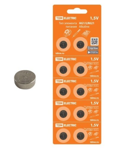 AG1/LR621 Alkaline 1,5V BP-10 TDM (SQ1702-0045). Элемент питания. TDM ЕLECTRIC в Кемерово