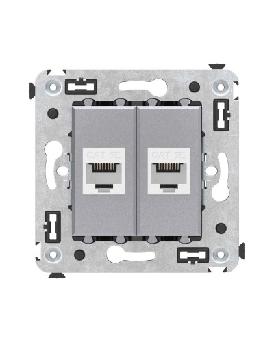 Розетка RJ-45 в стену, кат.5E, Avanti, двойная, закаленная сталь (4404664). Розетка компьютерная. ДКС в Кемерово