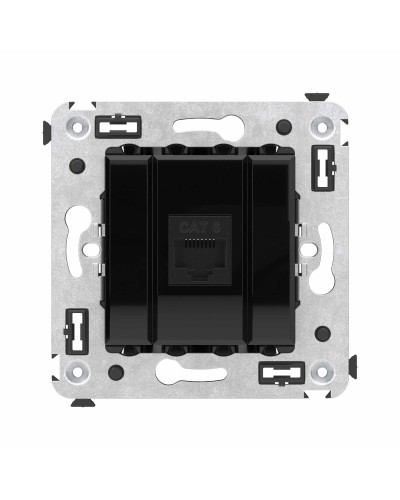 Розетка RJ-45 в стену, кат.6E, Avanti, одинарная, черный квадрат (4402693). Розетка компьютерная. ДКС в Кемерово