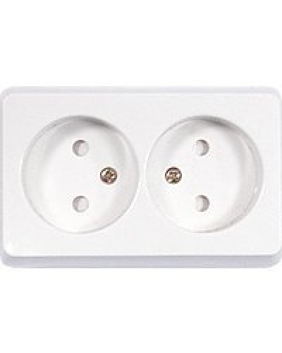 Розетка двойная открытой установки без з/к, белый, LK Standard (813604). Розетка без заземляющих контактов с защитными шторками. Экопласт в Кемерово