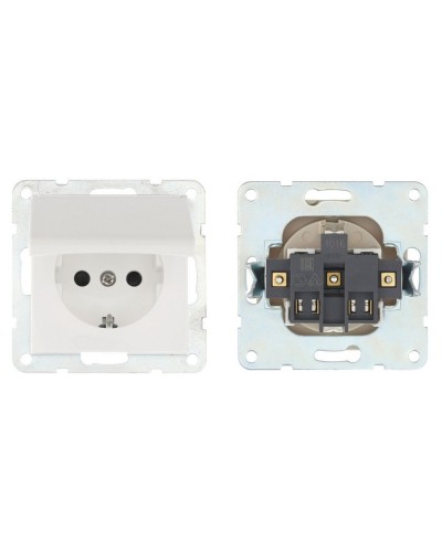 Розетка с з/к, шторками и крышкой, белый LK80 (843404-1). Розетка. Экопласт в Кемерово