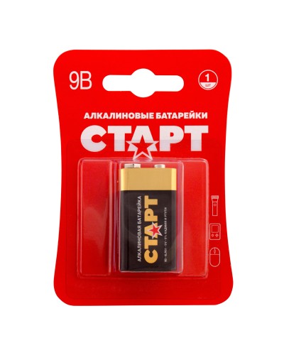 СТАРТ 6LR61-BL1 (9 В, Крона,  6LR61), БЛИСТЕР. Алкалиновая батарейка. СТАРТ в Кемерово